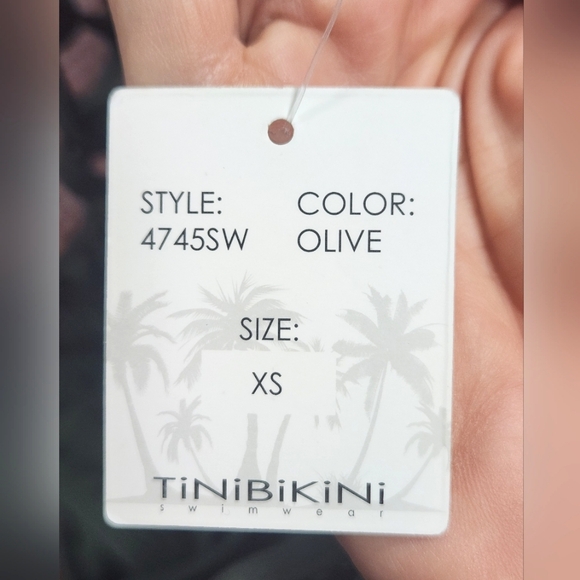 TiniBikini Olive Crochet Plunge One-Piece Swimsuit XS - Picture 7 of 8